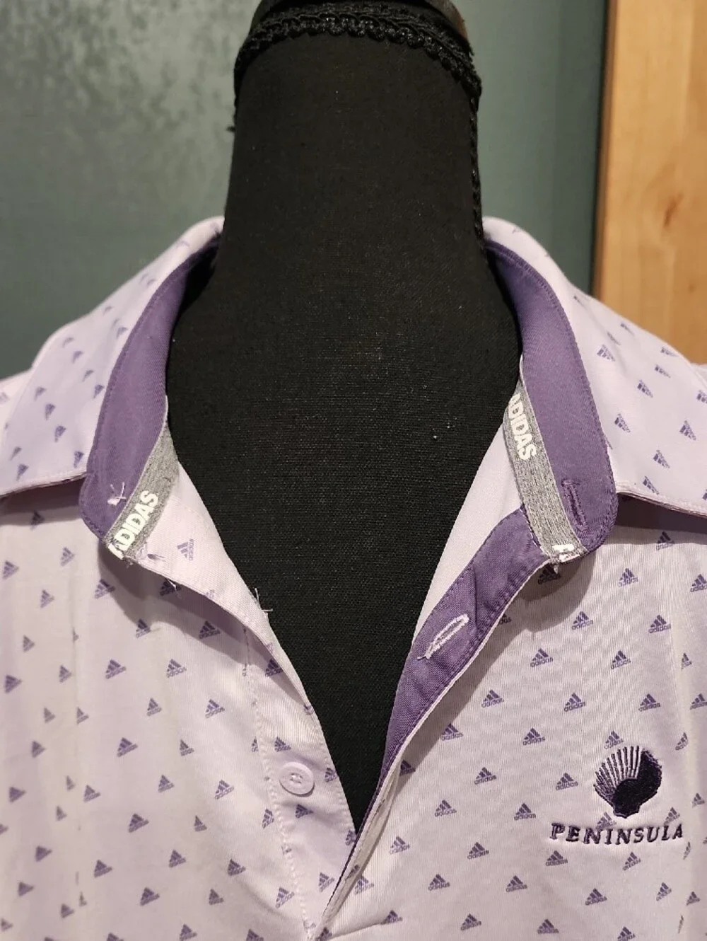 adidas Light Lavender Polo with Purple Triangle Print